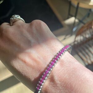 Elegant Ruby and Sterling Silver Bracelet